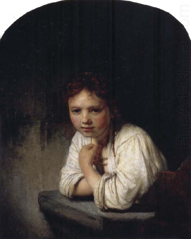 REMBRANDT Harmenszoon van Rijn Girl Leaning on a Window Sill china oil painting image